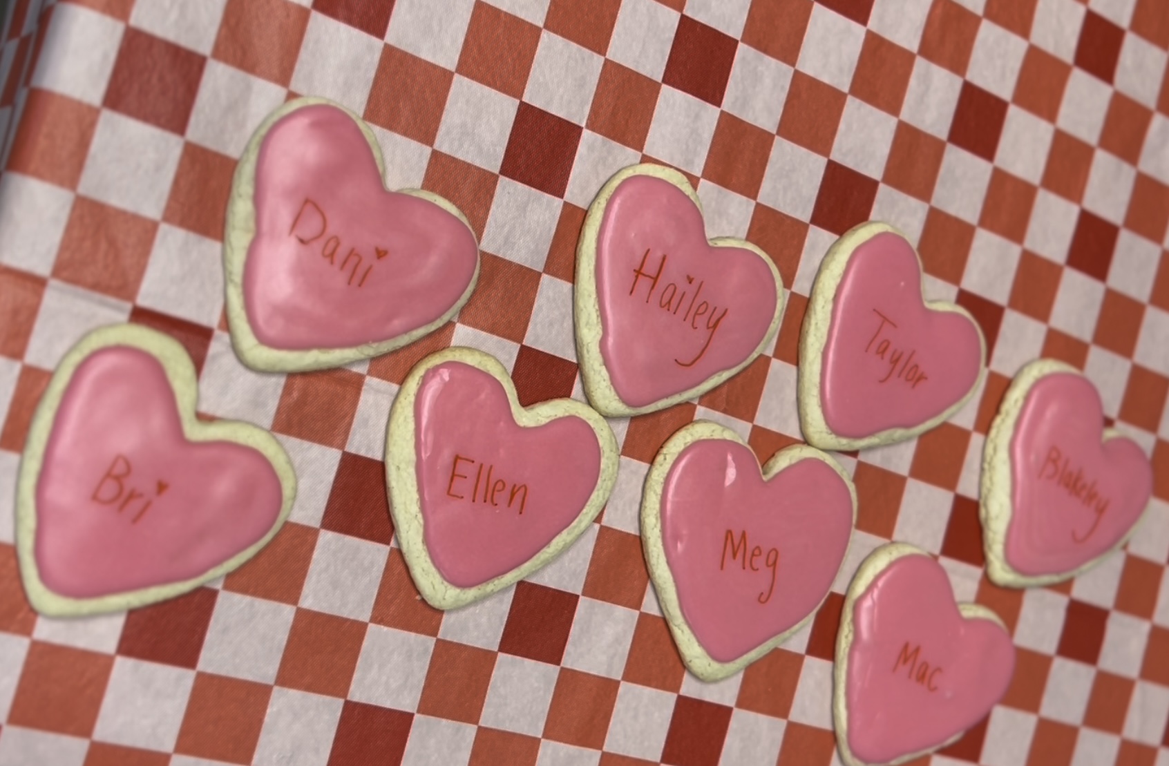 DIY Personalized Sugar Cookie Name Cards for Galentine’s Tablescape
